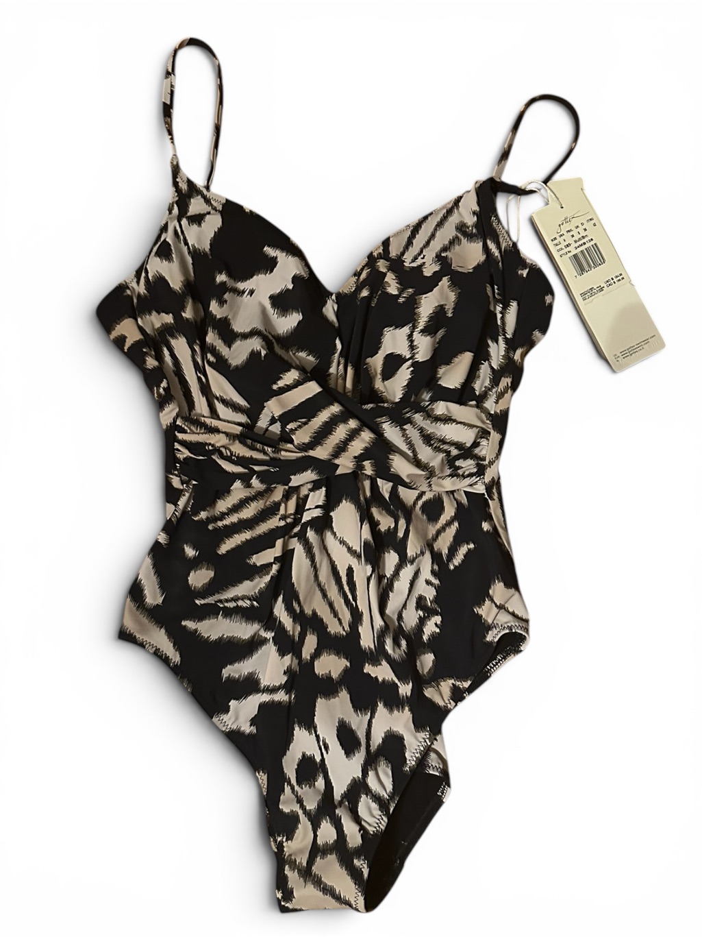 ***Nwt*** Gottex Black And Cream Print One-Piece Swimsuit